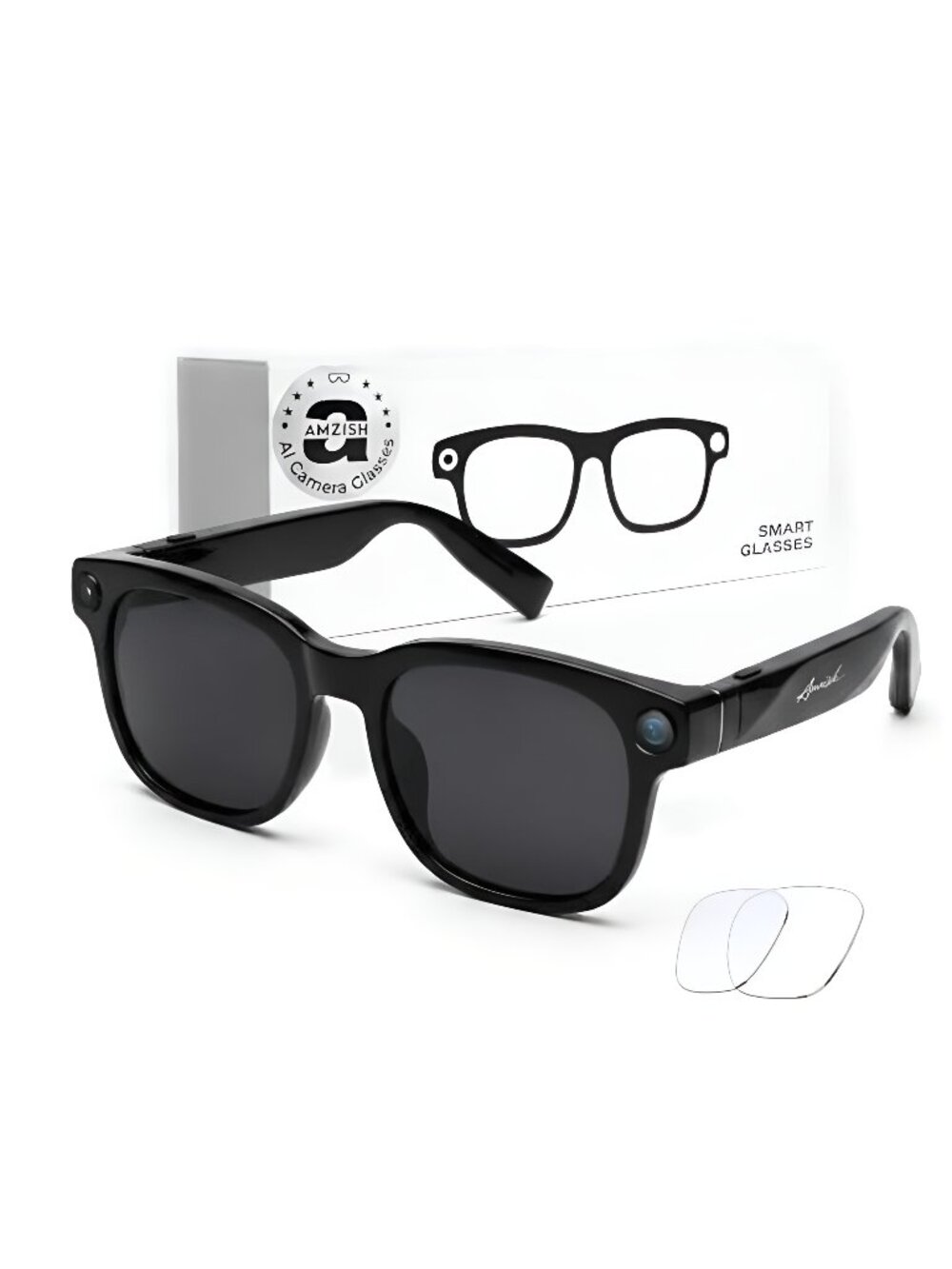 AI Smart Glasses with Camera, 8MP HD Bluetooth Camera Glasses for Women Men - F2